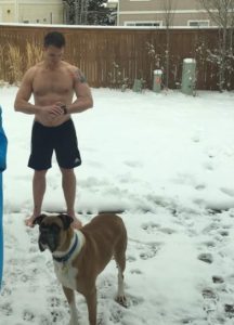 dr. kenney doing a cold training session